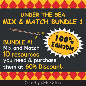 Preview of Mix & Match - Witch & Wizard Classroom Theme Bundle #1 - 100% Editable