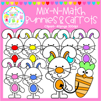 Preview of Mix-N-Match Bunnies and Carrots Clipart