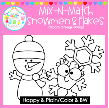 Mix-N-Match Snowmen & Snowflakes Clipart by Victoria Saied | TPT