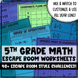 5th Grade Math Mix & Match Escape Room - Digital Activity & Printable Worksheets