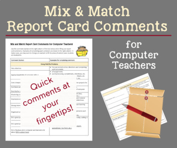 Preview of Mix and Match Report Card Comments for Computer Teachers!