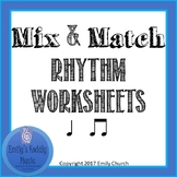 Mix and Match Rhythm Worksheets- Quarter Note and Beamed Eighths
