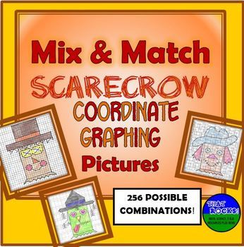 Preview of Mix and Match Scarecrows Thanksgiving Math Activity Coordinate Graphing Pictures