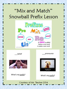 Preview of Prefixes 'Mix and Match' Snowball Game