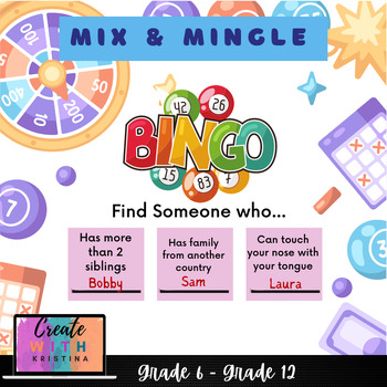 Preview of Mix and Mingle Bingo| Middle/High School Students | Adult Prof. Development