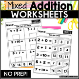 Mixed ADDITION Math Facts Worksheets | No Prep