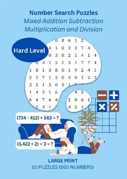 Preview of Mixed Operations (Addition,Subtraction,Multiplication, Division - Hard Level)