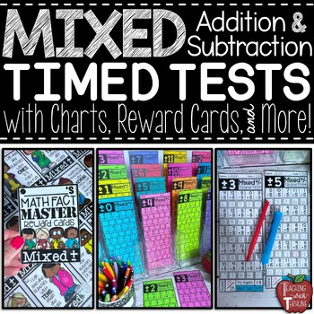 Preview of Mixed Addition & Subtraction Timed Tests & Rewards {with Counting Dots}