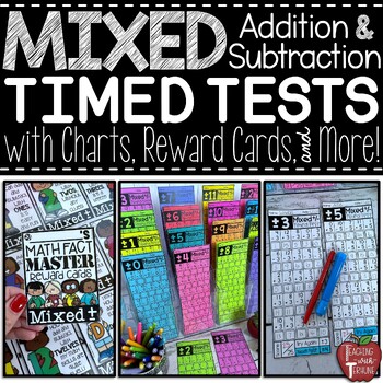 Preview of Mixed Addition & Subtraction Timed Tests for Fact Fluency 0-12 -  with Rewards