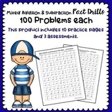 Mixed Addition and Subtraction Fact Drills - 100 Problems Each