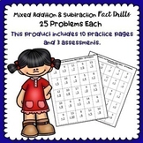 Mixed Addition and Subtraction Fact Drills - 25 Problems Each