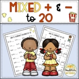Mixed Addition and Subtraction Math Facts to 20 Worksheets