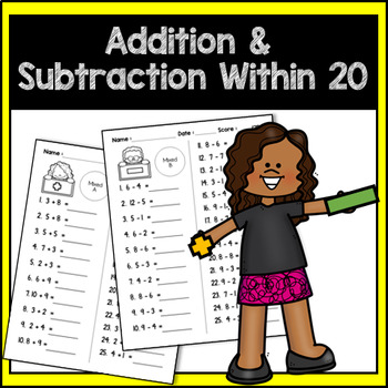 Preview of Mixed Addition and Subtraction Within 20 Worksheets FREE , Addition and Subtract