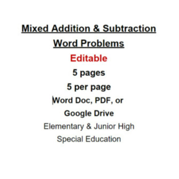 Preview of Mixed Addition and Subtraction Word Problems