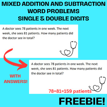 Preview of Mixed Addition and Subtraction Word Problems - Freebie WITH ANSWERS