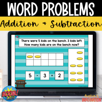 Preview of Mixed Addition and Subtraction Word Problems Within 10 Boom Cards