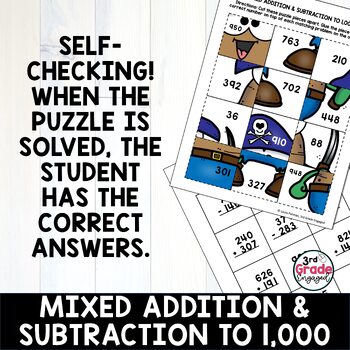 Mixed Addition and Subtraction to 1000 Puzzles Math Worksheets | TPT