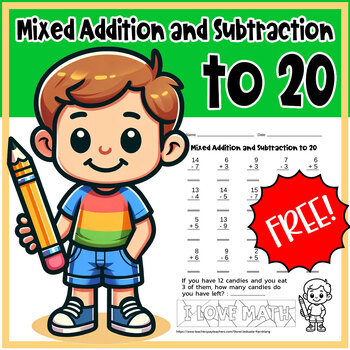 Preview of Mixed Addition and Subtraction to 20 Worksheets [Free!!]