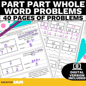Preview of Mixed Addition and Subtraction within 20 Word Problems using Part Part Whole