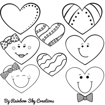 Mixed Bag of Hearts Clipart by Rainbow Sky Creations | TPT