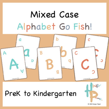 mixed case alphabet go fish by hungry paper teachers pay teachers