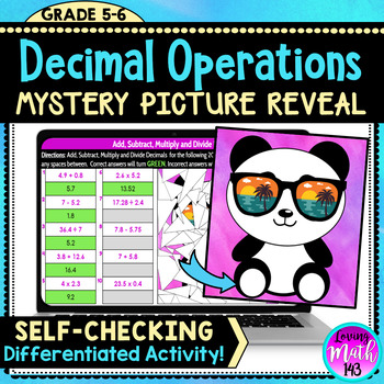 Preview of Mixed Decimal Operations Mystery Reveal for Distance Learning