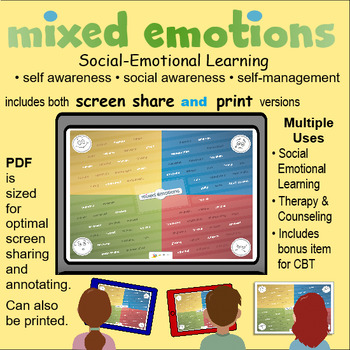 Preview of Mixed Emotions: Social Emotional Learning (Screen Share and Print versions)