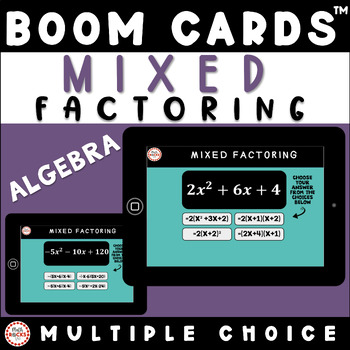 Preview of Quadratic Relations Mixed Factoring Trinomials Digital Boom Cards™ Activity 10th