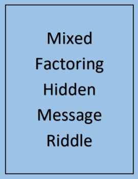 Preview of Mixed Factoring Hidden Message Riddle Acitivity