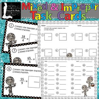 Preview of Mixed & Improper Fractions Task Cards