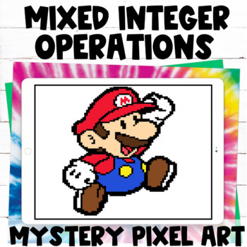 Preview of Mixed Integer Operation Review Digital Pixel Art Mystery Activity Back to School