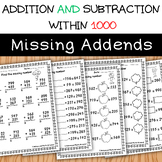 Mixed Math Addition and Subtraction Within 1000: Missing A