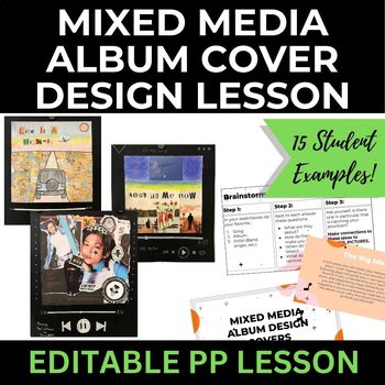 Preview of Mixed Media Album Cover Design | Editable Powerpoint Lesson