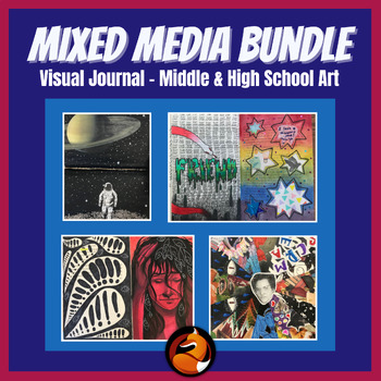 Preview of Mixed Media Collage Visual Journal Art Bundle Middle School Art High School Art