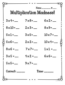 mixed multiplication madness fact fluency quizzes by for the love of birds