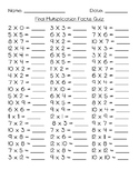 Mixed Multiplication Quiz for Final Exam