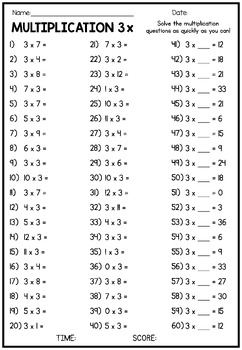 Mixed Multiplication Times Table Worksheets 4 Free Worksheets TpT