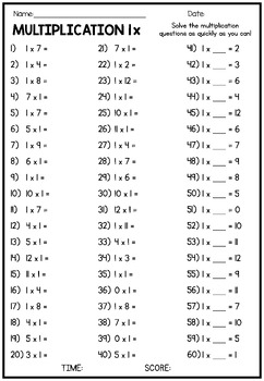 Mixed Multiplication Times Table Worksheets Four Free Worksheets