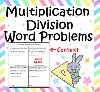 Preview of Mixed Multiplication and Division Multistep Word Problems Worksheet Printable