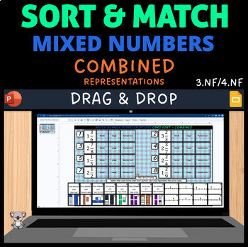 Preview of Mixed Number Card Sort & Match - Combined Representations - Digital