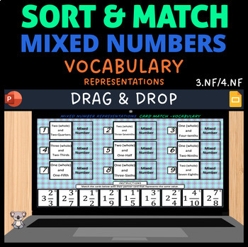 Preview of Mixed Number Card Sort & Match - Vocabulary - Digital