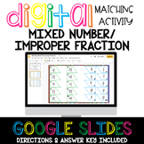 Mixed Number & Improper Fraction Matching Activity Digital Distance Learning