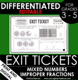 Mixed Numbers Improper Fractions Exit Tickets - Differenti