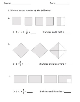Mixed Number Improper Fractions Worksheets 4th Grade by TeachKidLearn