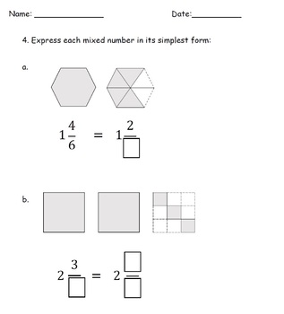 Mixed Number Improper Fractions Worksheets 4th Grade (Distance Learning)