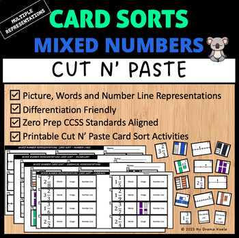 Preview of Mixed Number Match & Sort - Combined Representations - Cut & Paste