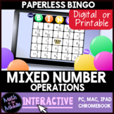 Mixed Number Operations Interactive Digital Bingo Game - D