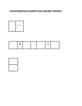 Preview of Mixed Number to Improper Fraction Graphic Organizer