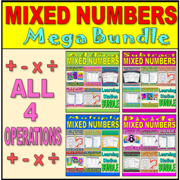 Preview of Mixed Numbers Mega Bundle - All 4 Operations - Learning Station Resource Pack