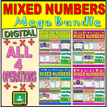 Preview of Mixed Numbers Mega Digital Bundle - All 4 Operations - Learning Station Packs